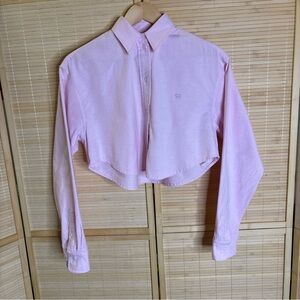 Sunday Best Light Pink Cropped Button-Down Shirt 2XS